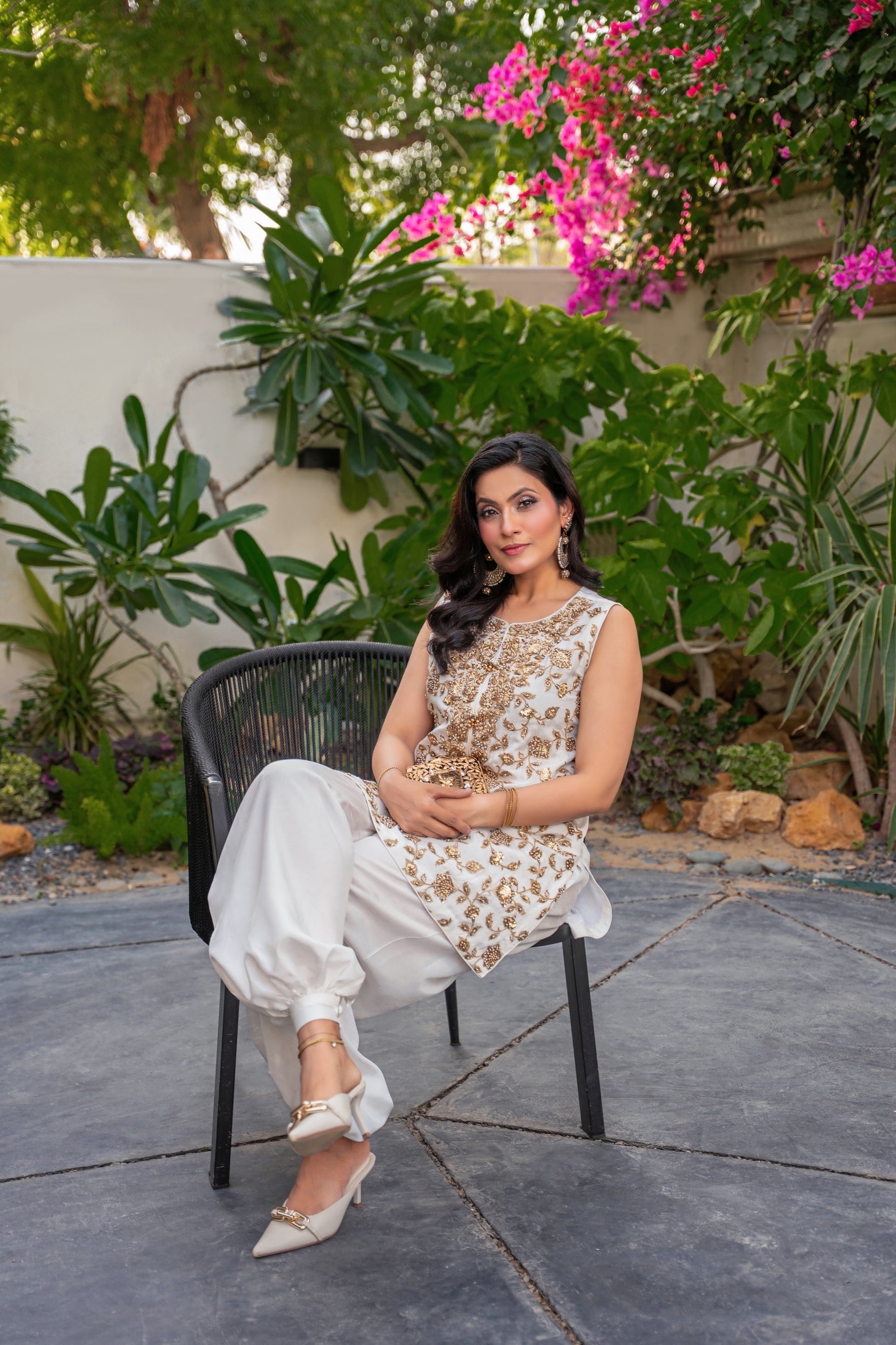 Mehr - ivory formal outfit side view by Alishba Kashif