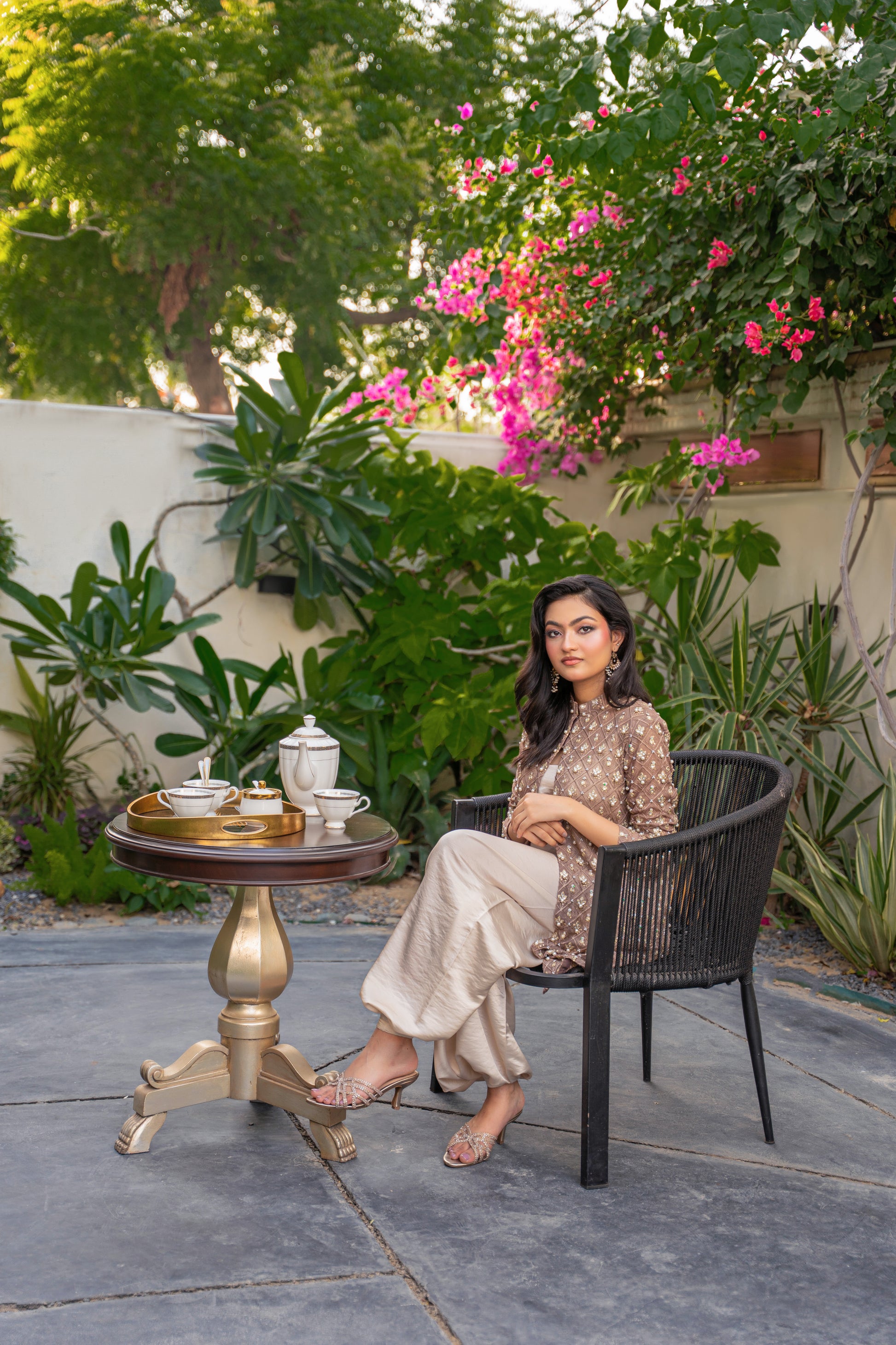 Taupe Éclat - brown embroidered formal outfit by Alishba Kashif