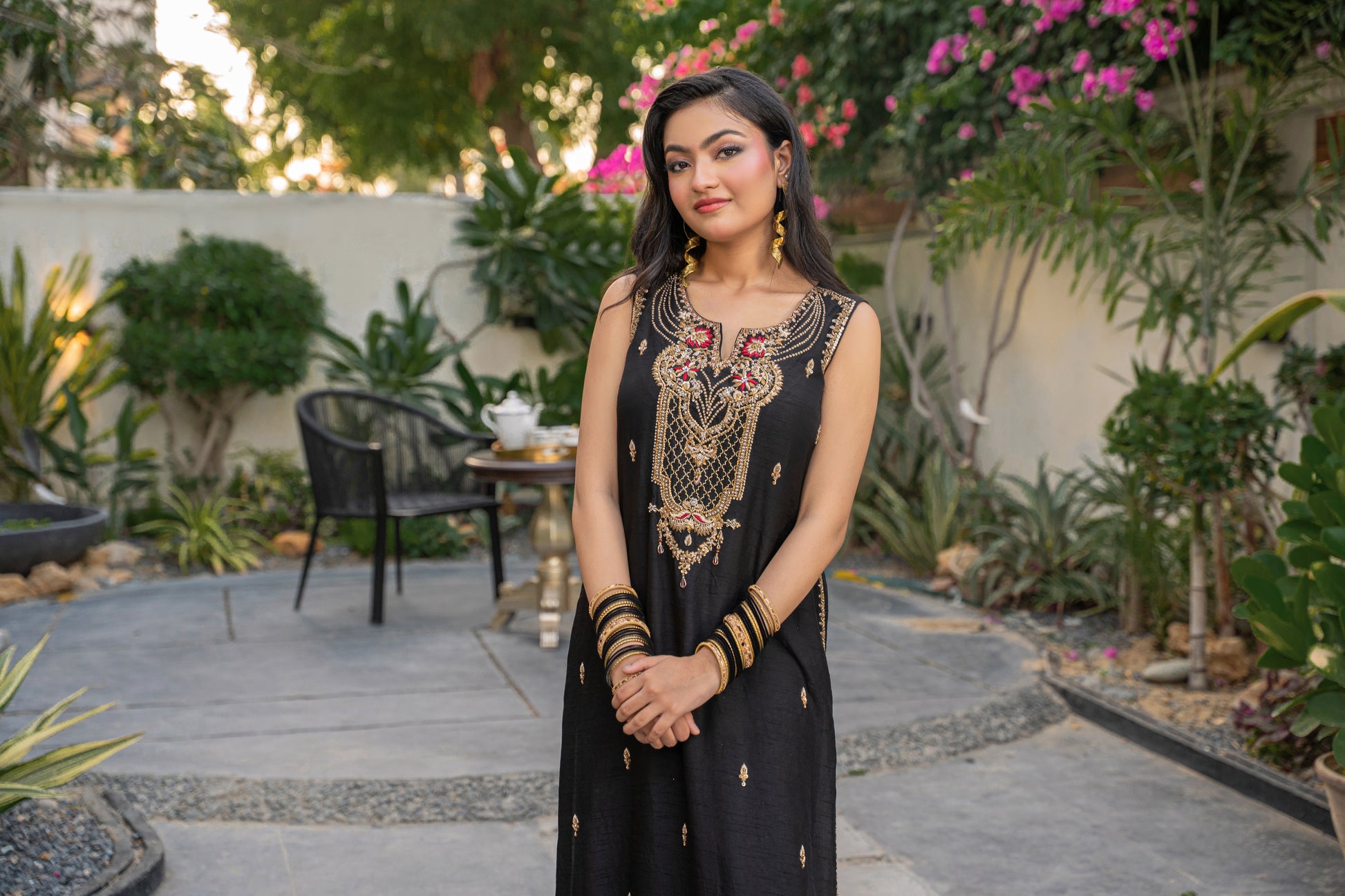 Zarnoor - black embroidered formal outfit detail view by Alishba Kashif