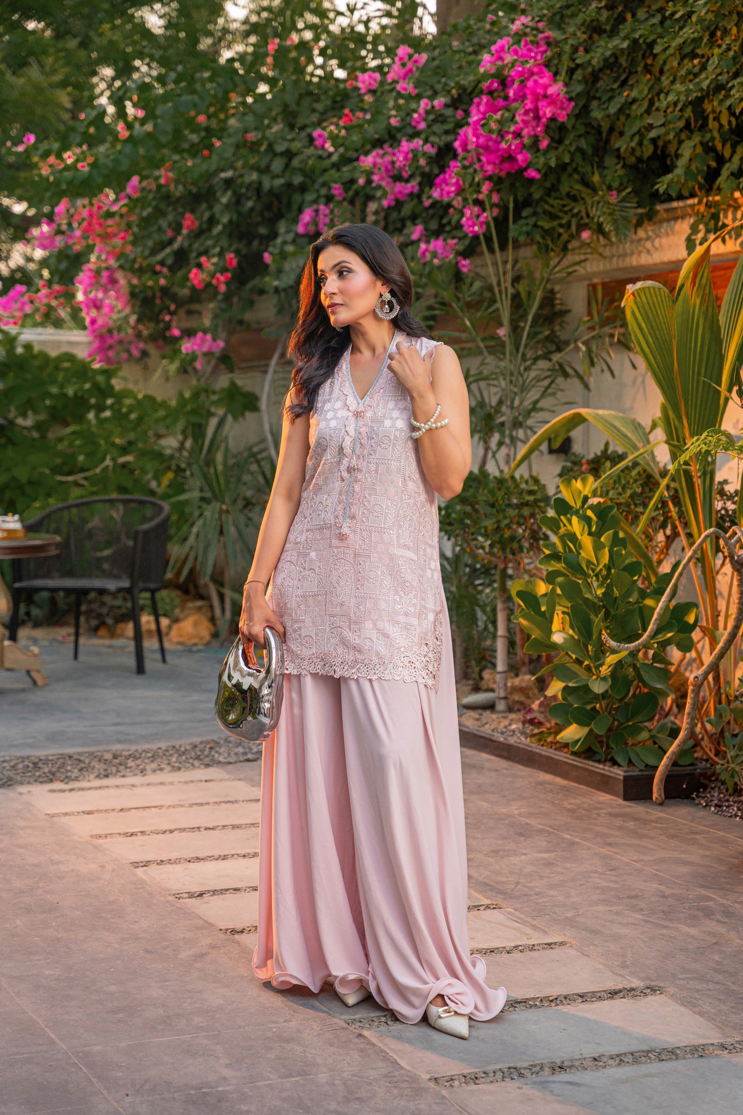 Fleur de Lune - blush pink formal outfit front view by Alishba Kashif