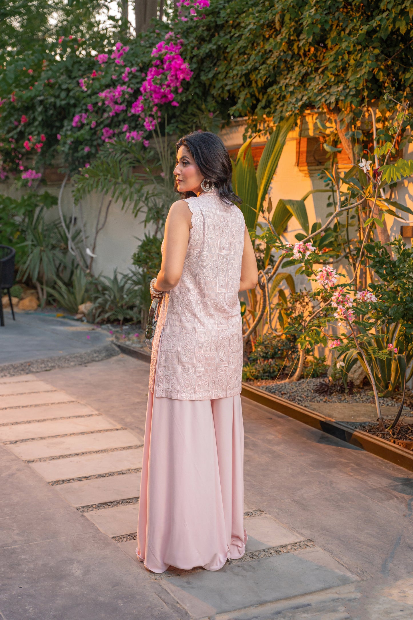 Fleur de Lune - blush pink formal outfit back view by Alishba Kashif