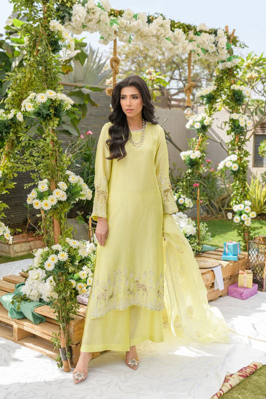 Sunlit Serenity - yellow embroidered formal outfit by Alishba Kashif