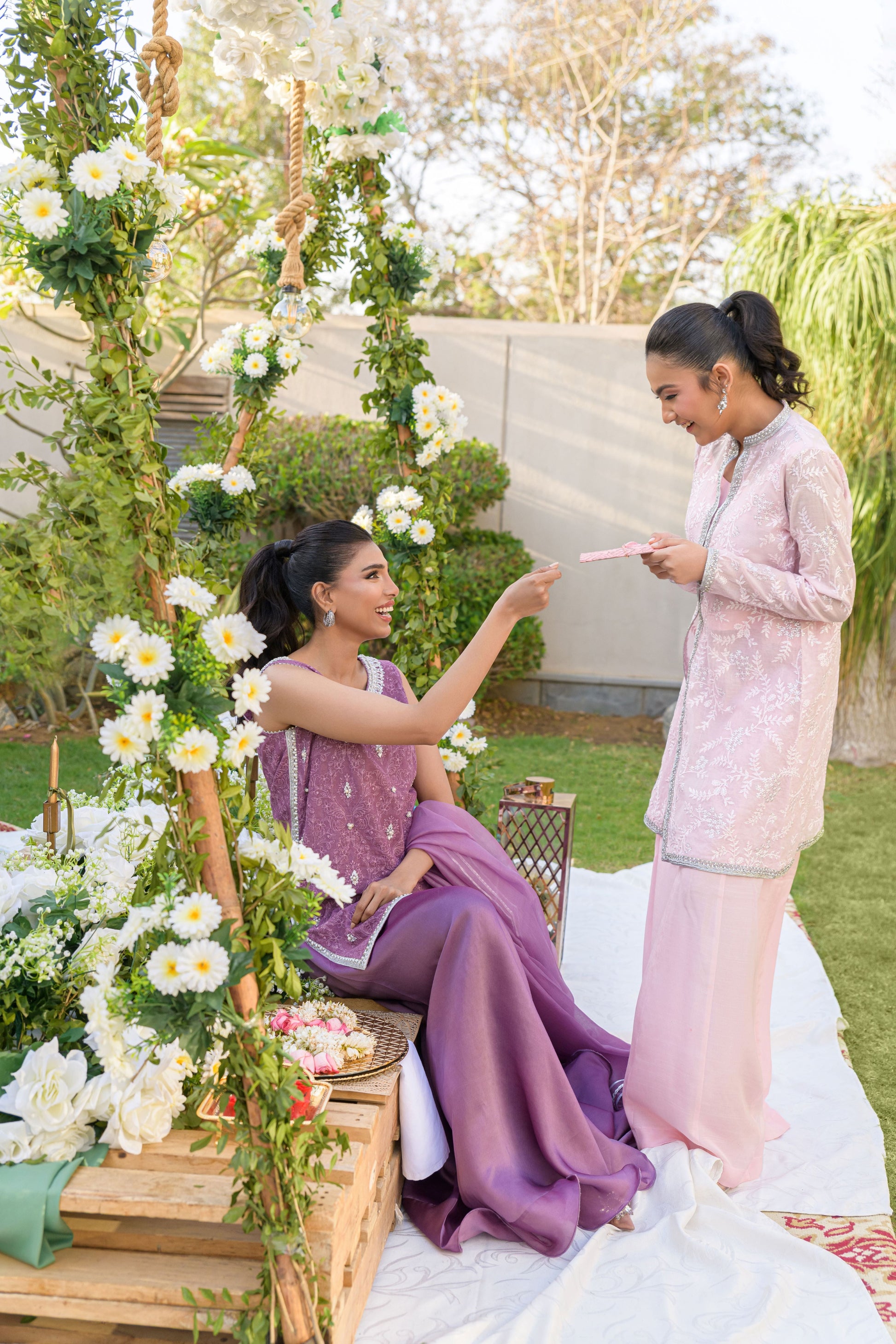 Blush Bloom - pink and amethyst pose by Alishba Kashif