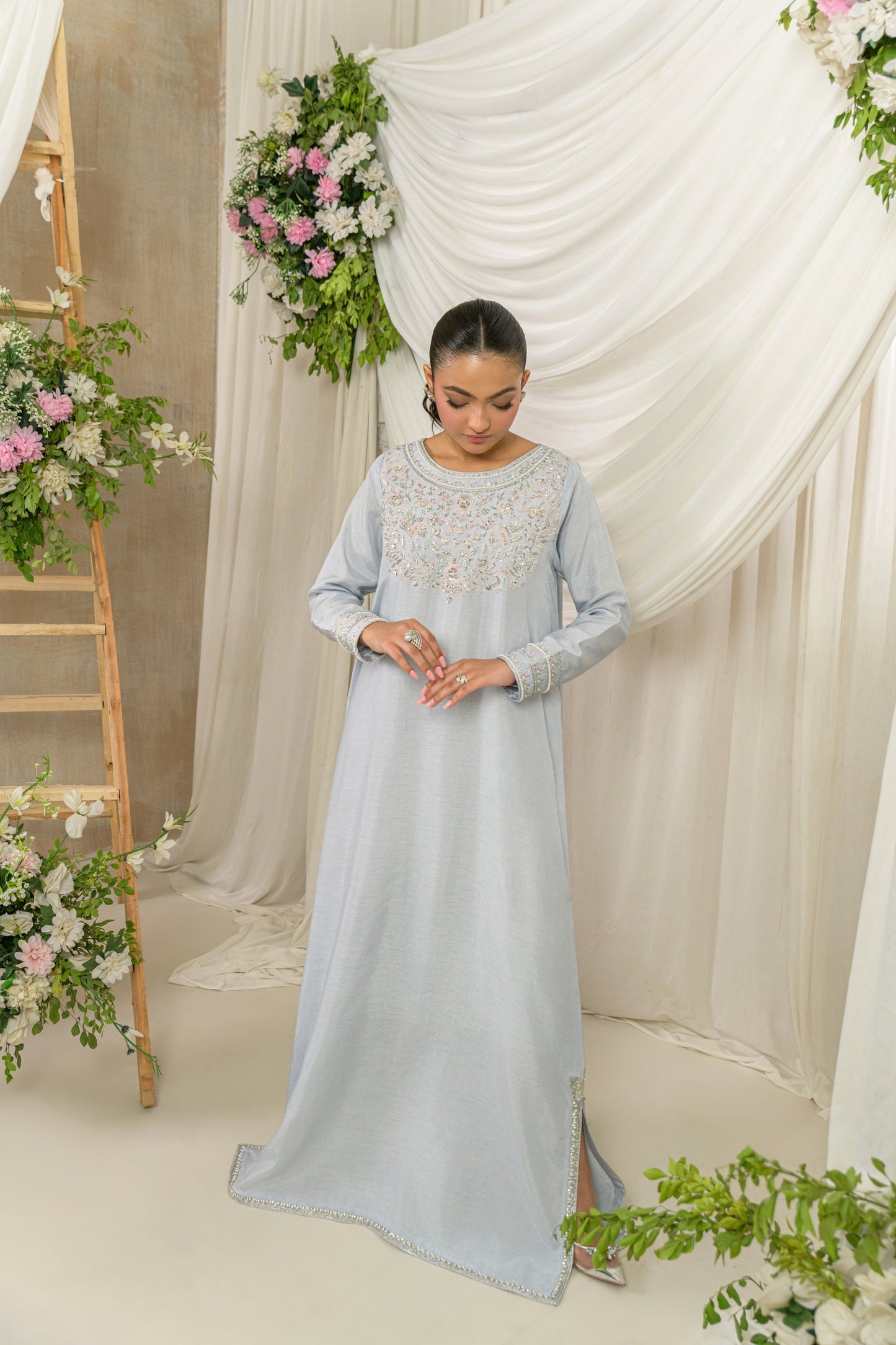 Ayla - Silk hand embellished kaftan by Alishba Kashif