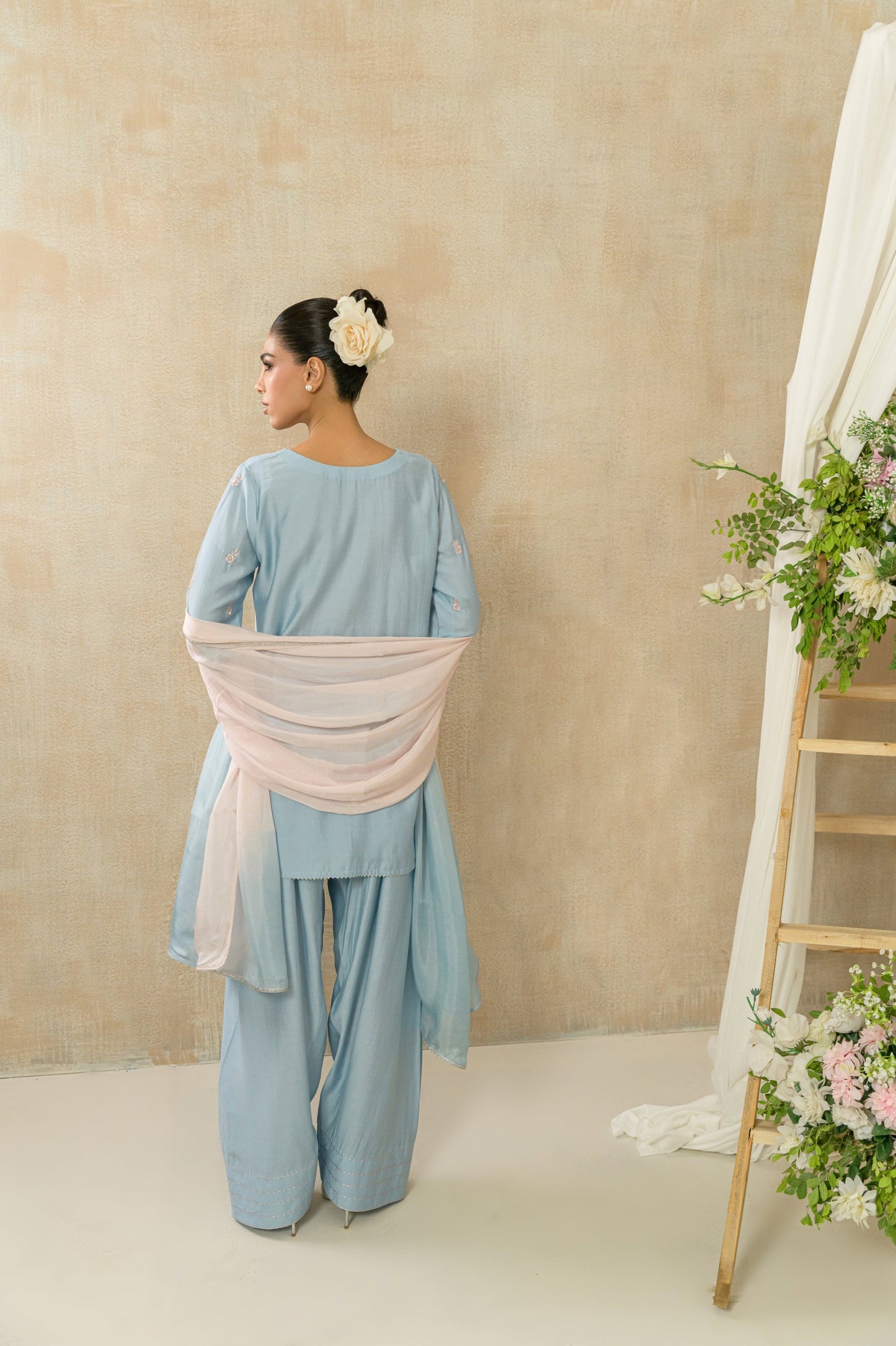 Zehan - powder blue outfit back view by Alishba Kashif