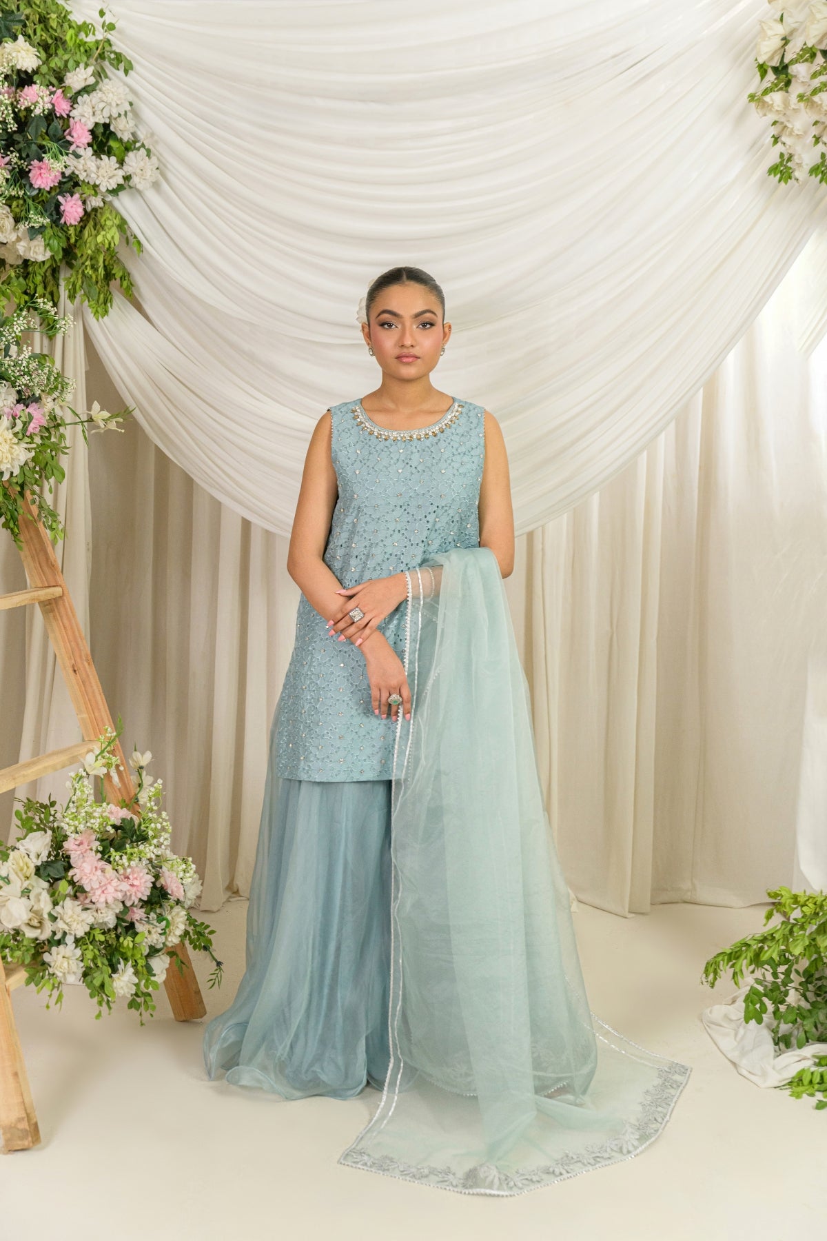Frost Bloom - blue embroidered formal outfit by Alishba Kashif